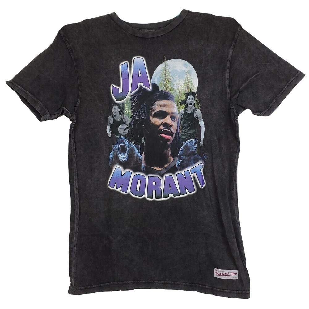 Ja‎ Morant Grizzlies Mitchell & Ness NBA Medium Shirt Acid Washed Black NWT
